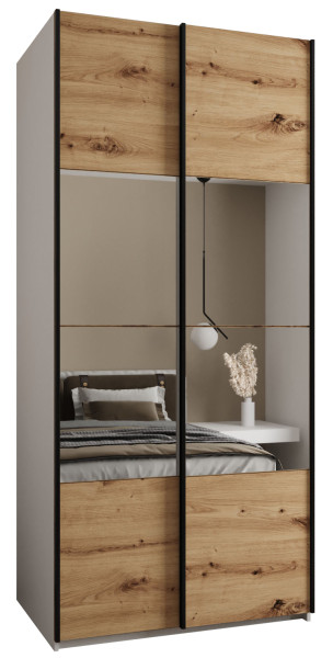 Szafa przesuwna 64 wysoka Lux 4 120 biały+artisan+czarny 203210