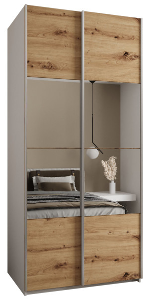 Szafa przesuwna 64 wysoka Lux 4 120 biały+artisan+srebrny 203204