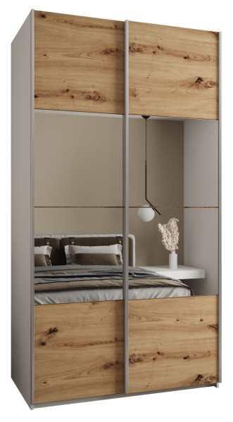 Szafa przesuwna 64 wysoka Lux 4 130 biały+artisan+srebrny 201497