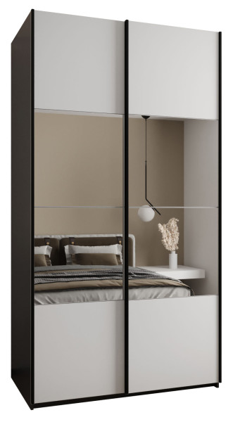 Szafa przesuwna 64 wysoka Lux 4 130 czarny+biały+czarny 201535