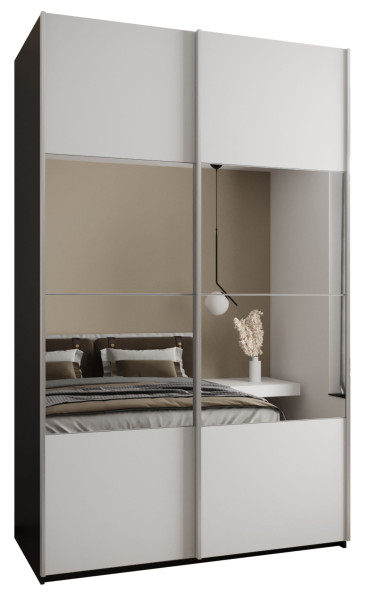 Szafa przesuwna 64 wysoka Lux 4 150 czarny+biały+srebrny 203237