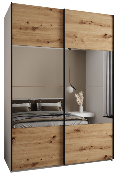Szafa przesuwna 64 wysoka Lux 4 170 biały+artisan+czarny 203206