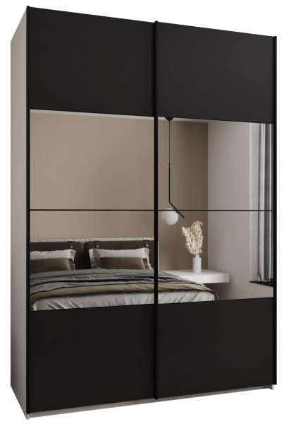 Szafa przesuwna 64 wysoka Lux 4 170 biały+czarny+czarny 203253