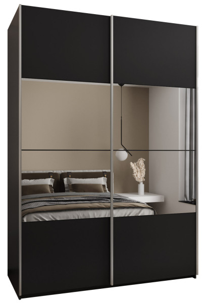 Szafa przesuwna 64 wysoka Lux 4 170 czarny+czarny+srebrny 203195