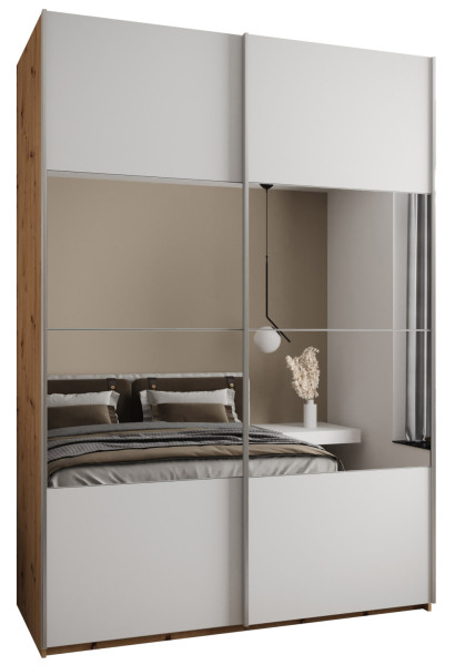 Szafa przesuwna 64 wysoka Lux 4 180 artisan+biały+srebrny 203025