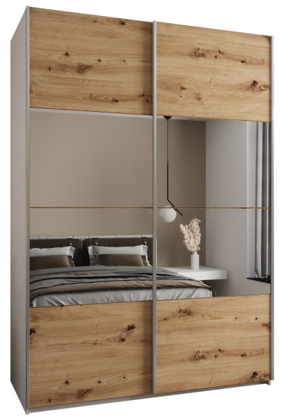Szafa przesuwna 64 wysoka Lux 4 180 biały+artisan+srebrny 203018