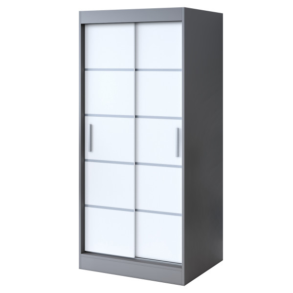 Szafa przesuwna 90x200 Nina , Antracyt Mat / Biały Mat 630003
