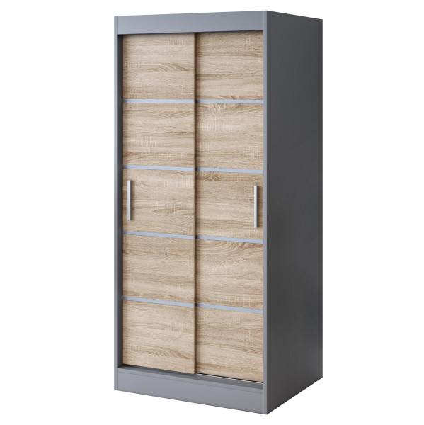 Szafa przesuwna 90x200 Nina , Antracyt mat / Dąb Sonoma 629862
