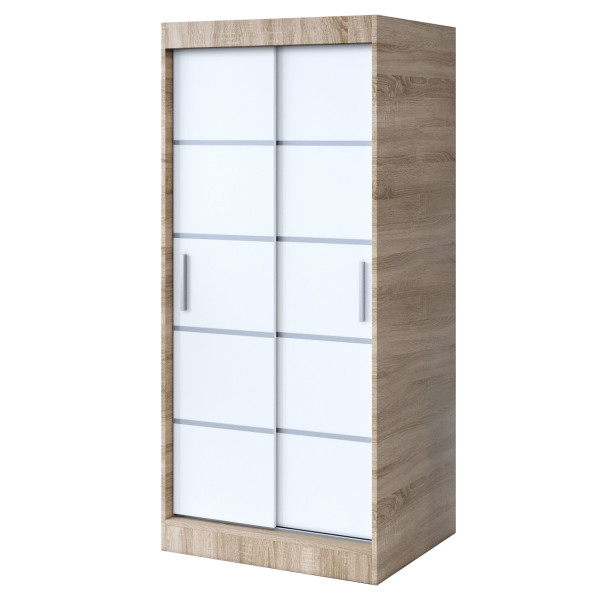 Szafa przesuwna 90x200 Nina , Dąb Sonoma / Biały mat 629795