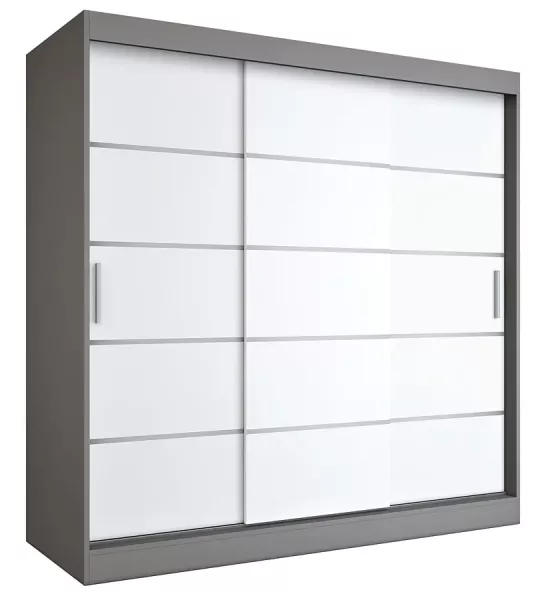 Szafa przesuwna antracyt + biały 200 cm - Marix 759172
