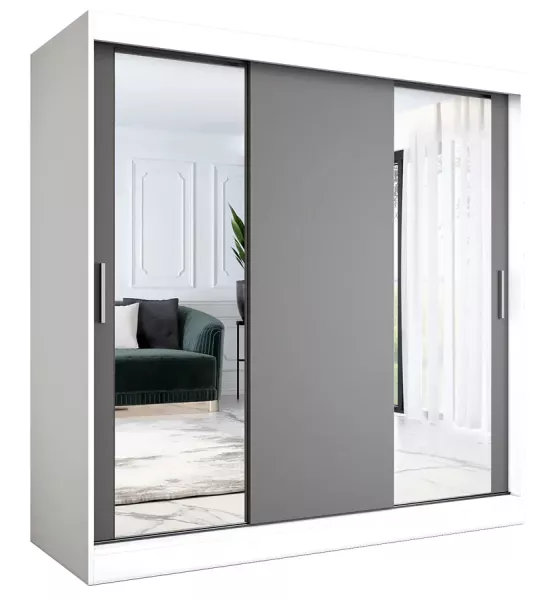 Szafa przesuwna biały + antracyt 200 cm - Tilo 708270