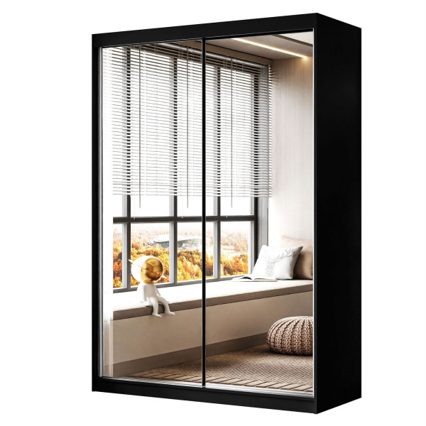 Szafa przesuwna CAMARO III z lustrem 150 cm czarny 143398