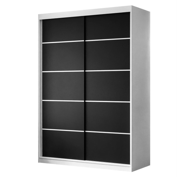Szafa przesuwna CAMARO PLUS 150 cm biały/czarny mat 143382