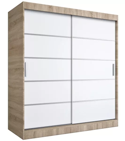 Szafa przesuwna dąb sonoma + biały 180 cm - Tiska 524458