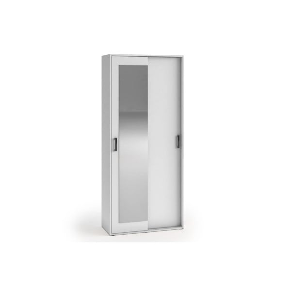Szafa przesuwna do przedpokoju z lustrem biała LUMI 90 cm 942310