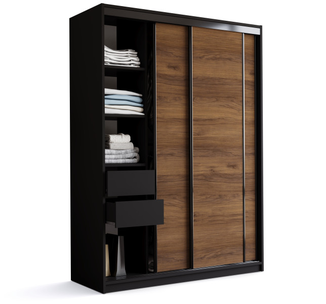 Szafa przesuwna do sypialni 150 LOFT orzech 970222