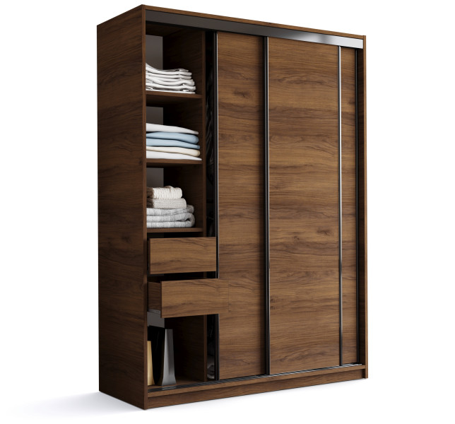 Szafa przesuwna do sypialni 150 LOFT orzech 970209