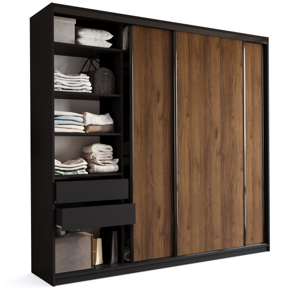 Szafa przesuwna do sypialni 250 LOFT MAX orzech 970229