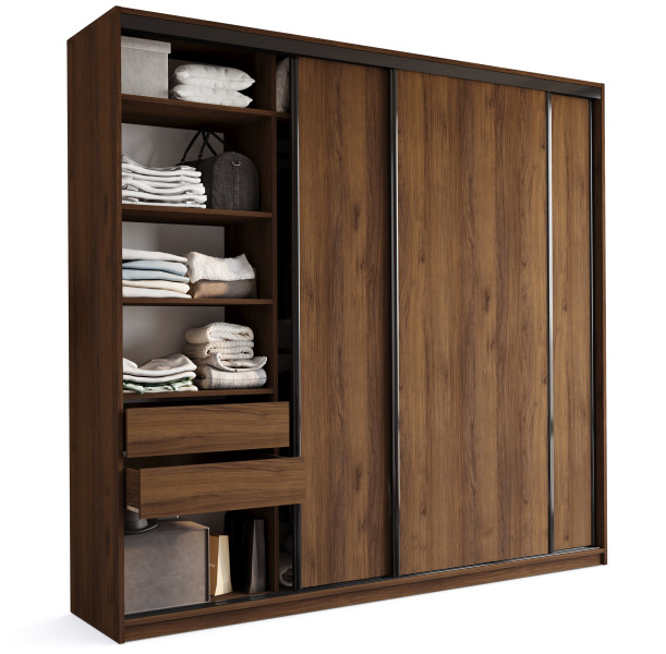 Szafa przesuwna do sypialni 250 LOFT MAX orzech 970206