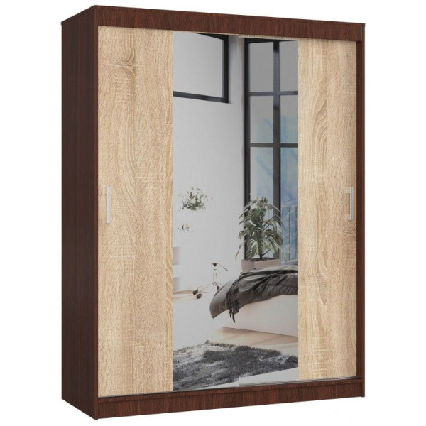 Szafa przesuwna do sypialni z lustrem, NOTTE, 150 cm, wenge | TYLETEGOTU 986019