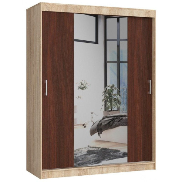 Szafa przesuwna do sypialni z lustrem, NOTTE, sonoma, wenge | TYLETEGOTU 986010