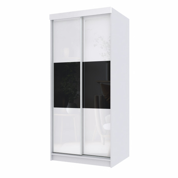 Szafa przesuwna dwudrzwiowa PARIS 100 cm biało/czarny połysk 1001812