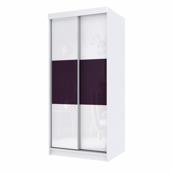 Szafa przesuwna dwudrzwiowa PARIS 100 cm biały/fiolet połysk 1001827