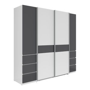 Szafa przesuwna Fabio 215 cm z szufladami biały/grafit 57629 Szafa przesuwna Fabio 215 cm z szufladami biały/grafit 57629