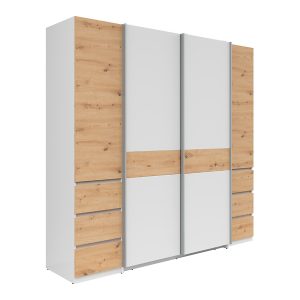 Szafa przesuwna Fabio 215 cm z szufladami dąb artisan/biały 57628 Szafa przesuwna Fabio 215 cm z szufladami dąb artisan/biały 57628
