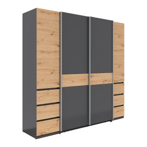 Szafa przesuwna Fabio 215 cm z szufladami grafit/dąb artisan 57630 Szafa przesuwna Fabio 215 cm z szufladami grafit/dąb artisan 57630