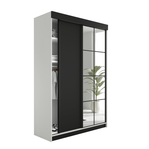 SZAFA PRZESUWNA FARO - 138x205x59 - Biały i Czarny 550872