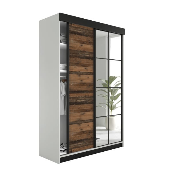 SZAFA PRZESUWNA FARO - 138x205x59 - Biały i Old Style 550850