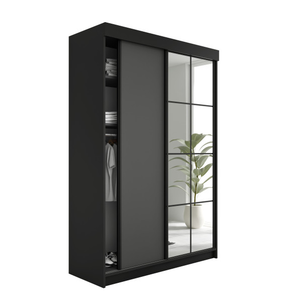 SZAFA PRZESUWNA FARO - 138x205x59 - Czarny i Grafitowy 550870