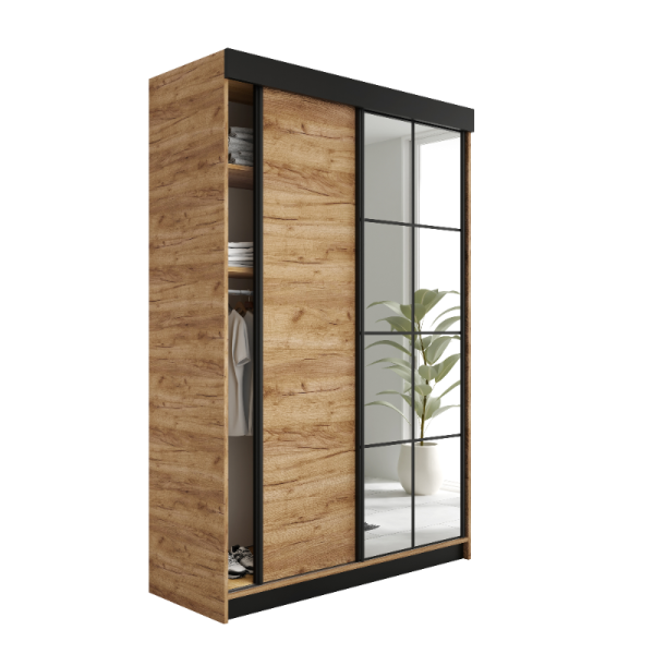 SZAFA PRZESUWNA FARO - 138x205x59 - Dąb Craft Złoty 550863