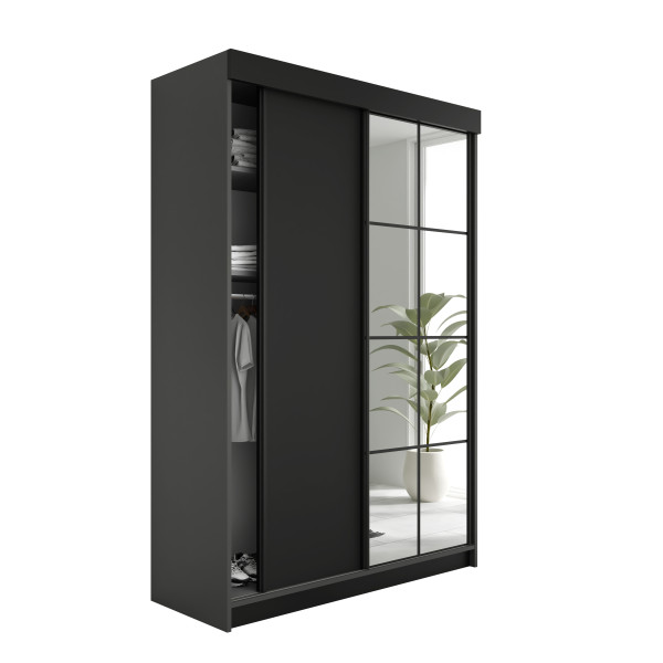 SZAFA PRZESUWNA FARO - 138x205x59 - Grafitowy i Czarny 550861