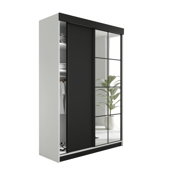 SZAFA PRZESUWNA FARO - 167x205x59cm - Biały i Czarny 550858