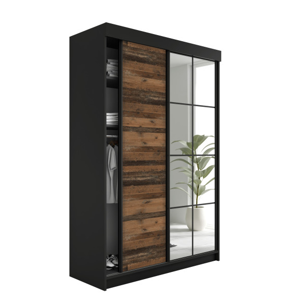 SZAFA PRZESUWNA FARO 167x205x59cm - Czarny i Old Style 550862