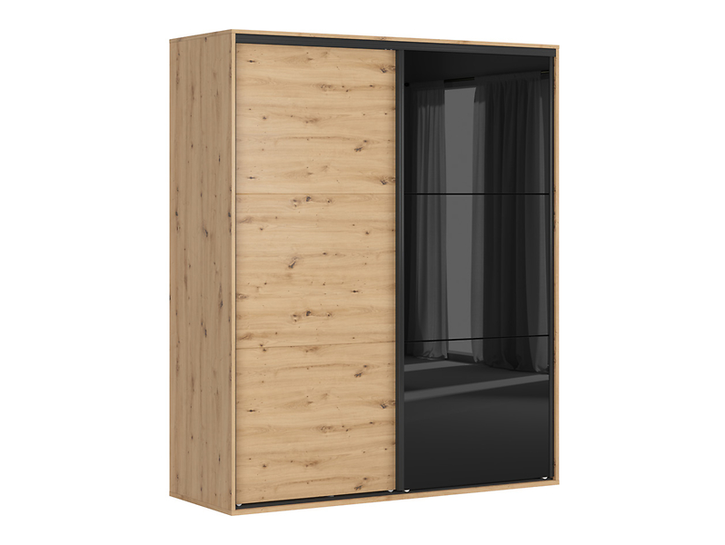 Szafa przesuwna Flex 180 cm dąb artisan/czarny połysk 701412