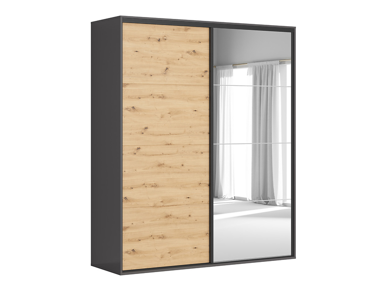 Szafa przesuwna Flex 200 cm z lustrem grafit/dąb artisan 359768