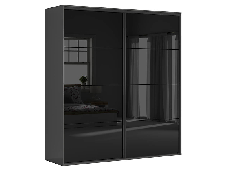 Szafa przesuwna Flex 220 cm grafit/czarny połysk 56335