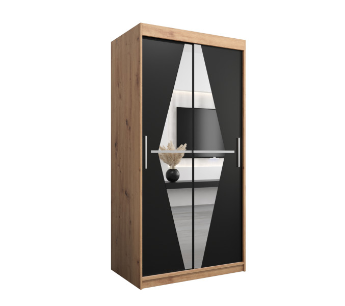 Szafa przesuwna garderoba BOLIWIA 100 dąb artisan + czarny mat 693001