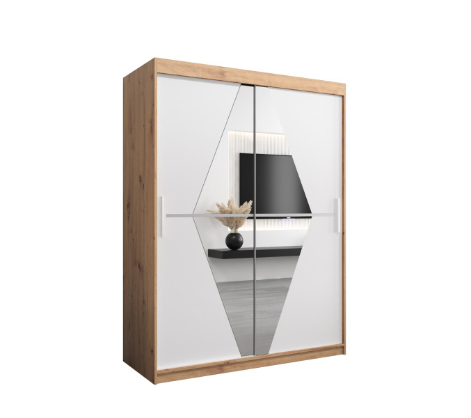 Szafa przesuwna garderoba BOLIWIA 150 dąb artisan + biały mat 693079