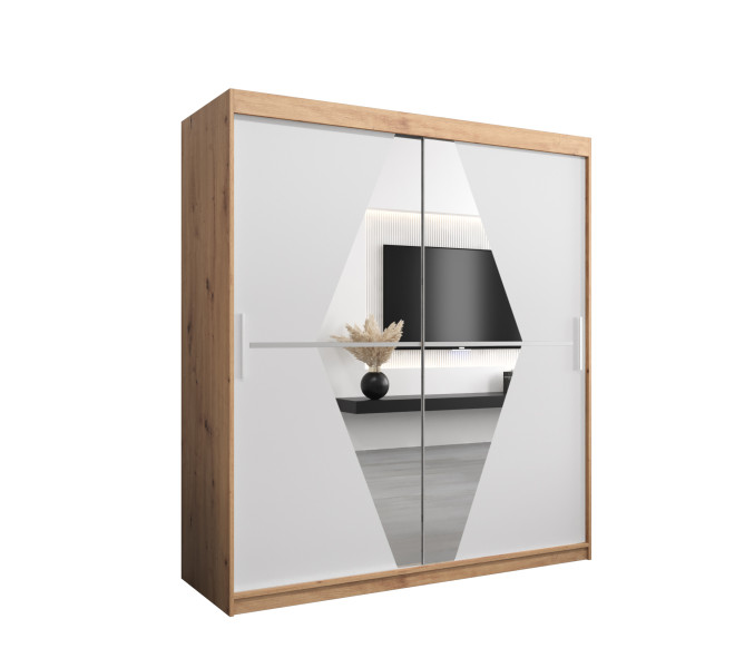 Szafa przesuwna garderoba BOLIWIA 180 dąb artisan + biały mat 693059