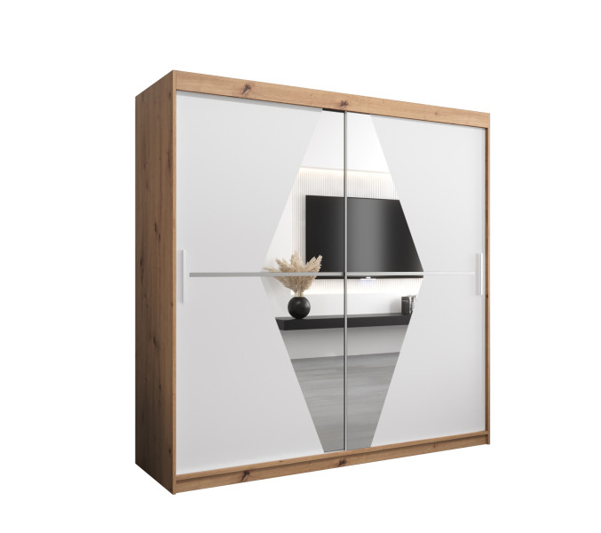 Szafa przesuwna garderoba BOLIWIA 200 dąb artisan + biały mat 693212