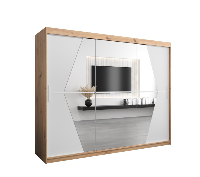 Szafa przesuwna garderoba BOLIWIA 250 dąb artisan + biały mat 693209