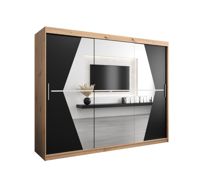 Szafa przesuwna garderoba BOLIWIA 250 dąb artisan + czarny mat 693190