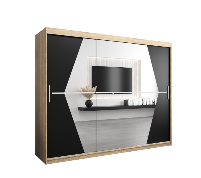 Szafa przesuwna garderoba BOLIWIA 250 dąb sonoma + czarny mat 693089