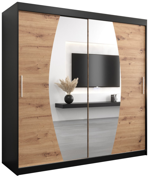 Szafa przesuwna Garderoba Elypse 200 czarny + artisan 87973