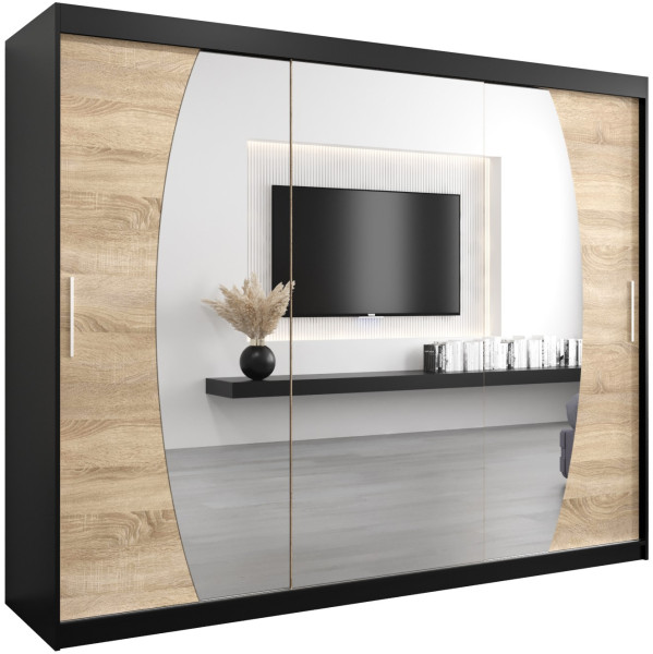 Szafa przesuwna Garderoba Elypse 250 czarny + sonoma 88370