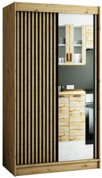 Szafa przesuwna Garderoba Lamelo 2 120 artisan + czarny 79188